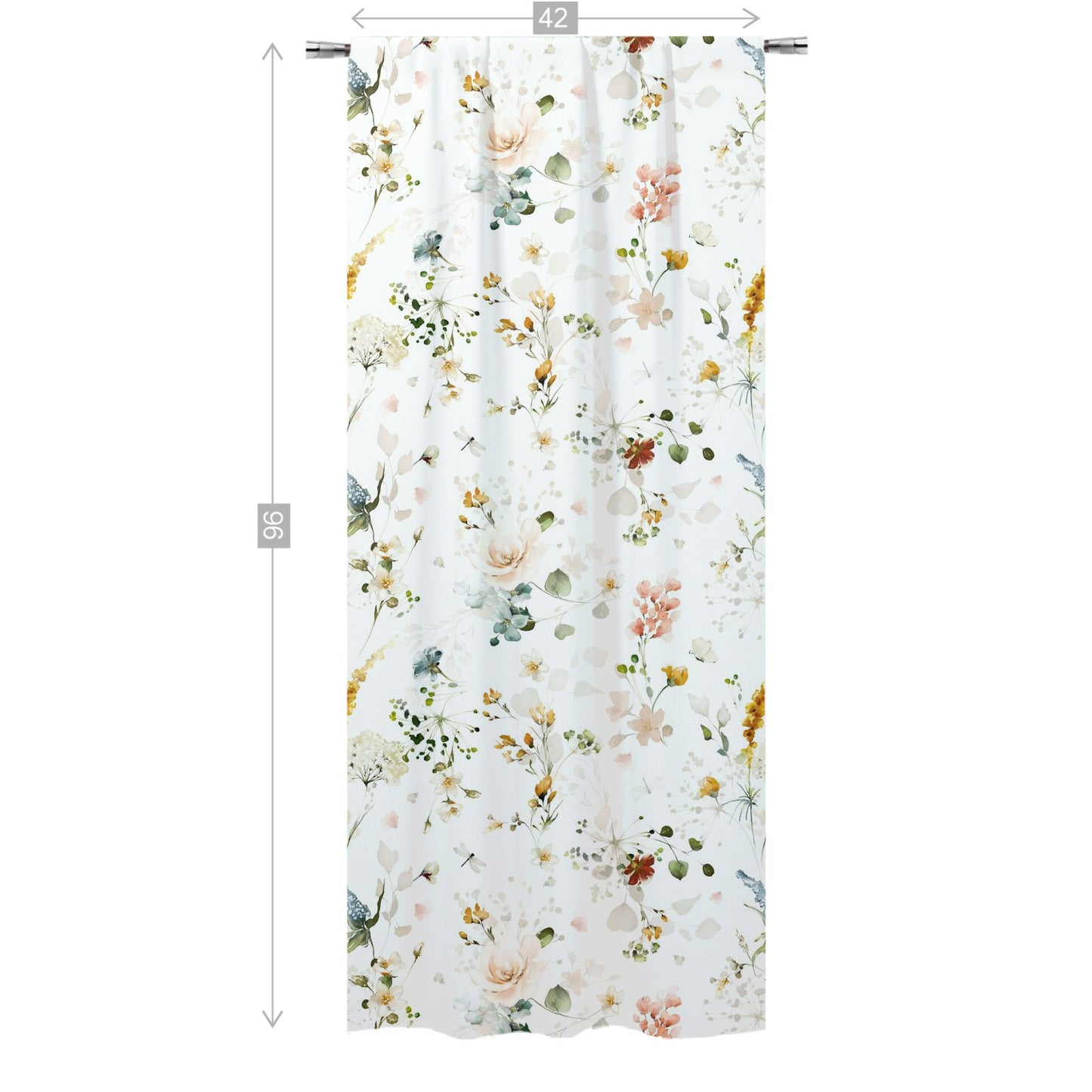 Wild flowers Curtain, Single Panel, Floral Nursery Decor - Vintage Garden