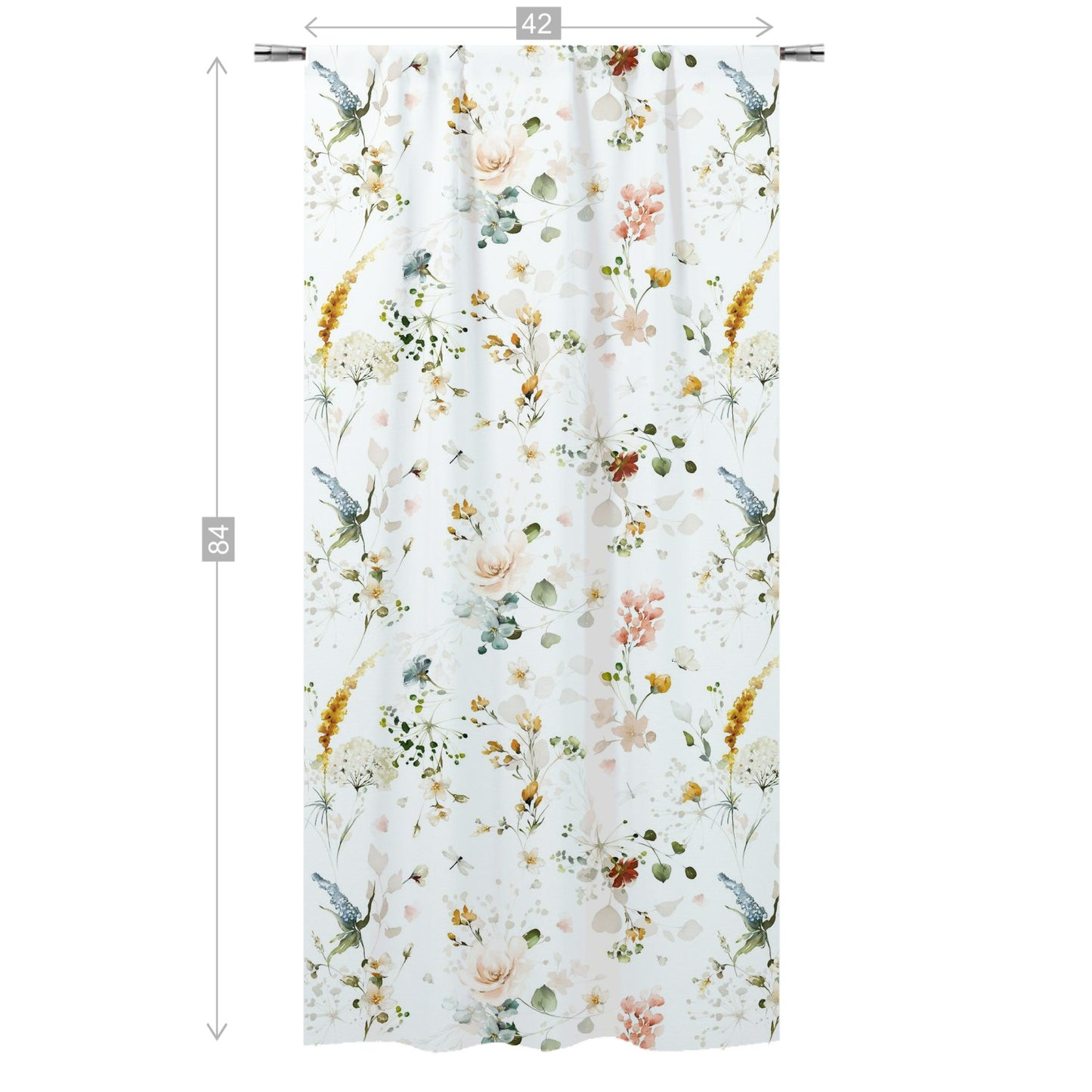 Wild flowers Curtain, Single Panel, Floral Nursery Decor - Vintage Garden