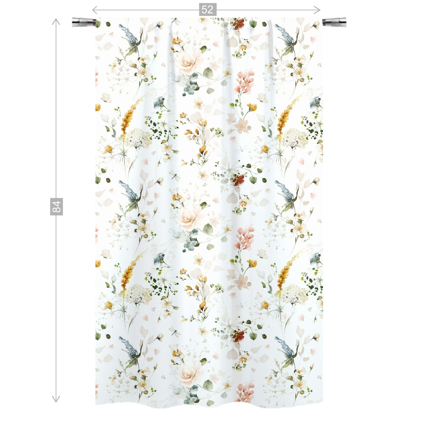 Wild flowers Curtain, Single Panel, Floral Nursery Decor - Vintage Garden