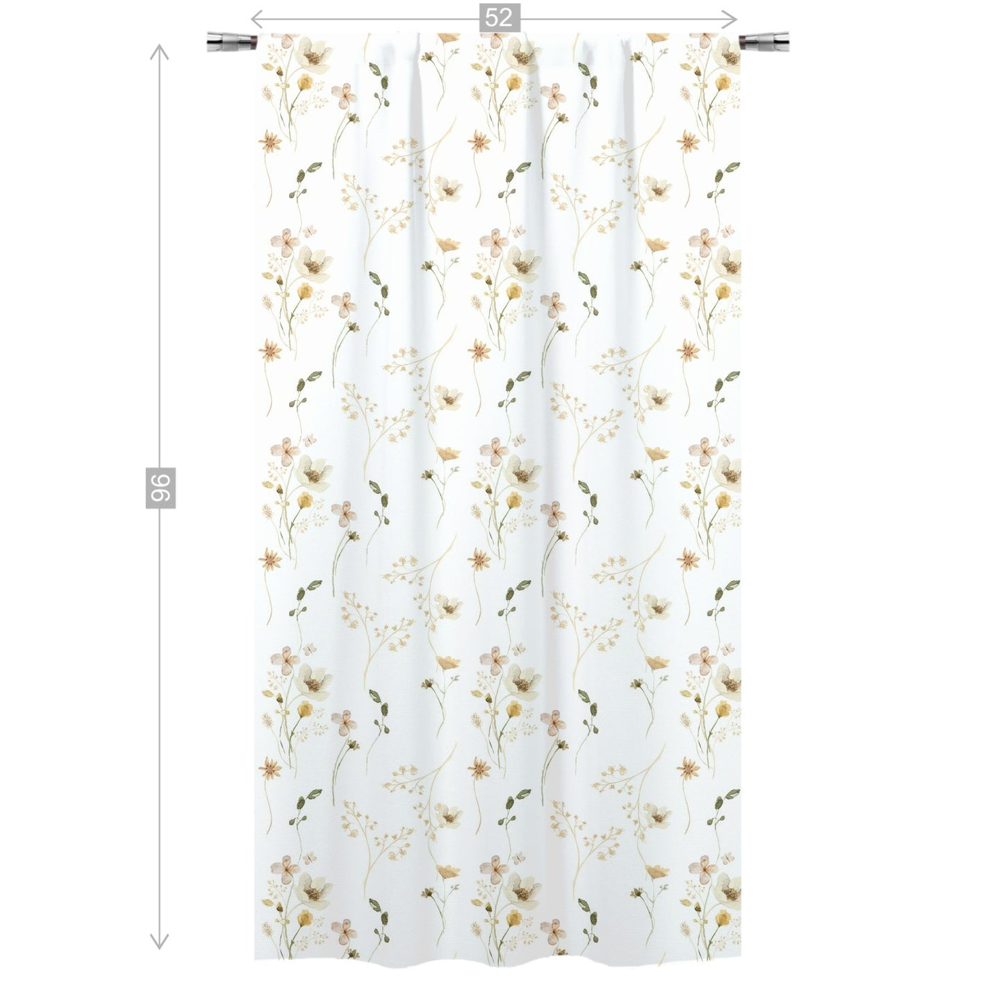 Wildflower Nursery Curtains, Wild Flowers Curtain Single Panel - Mustard Wildflowers