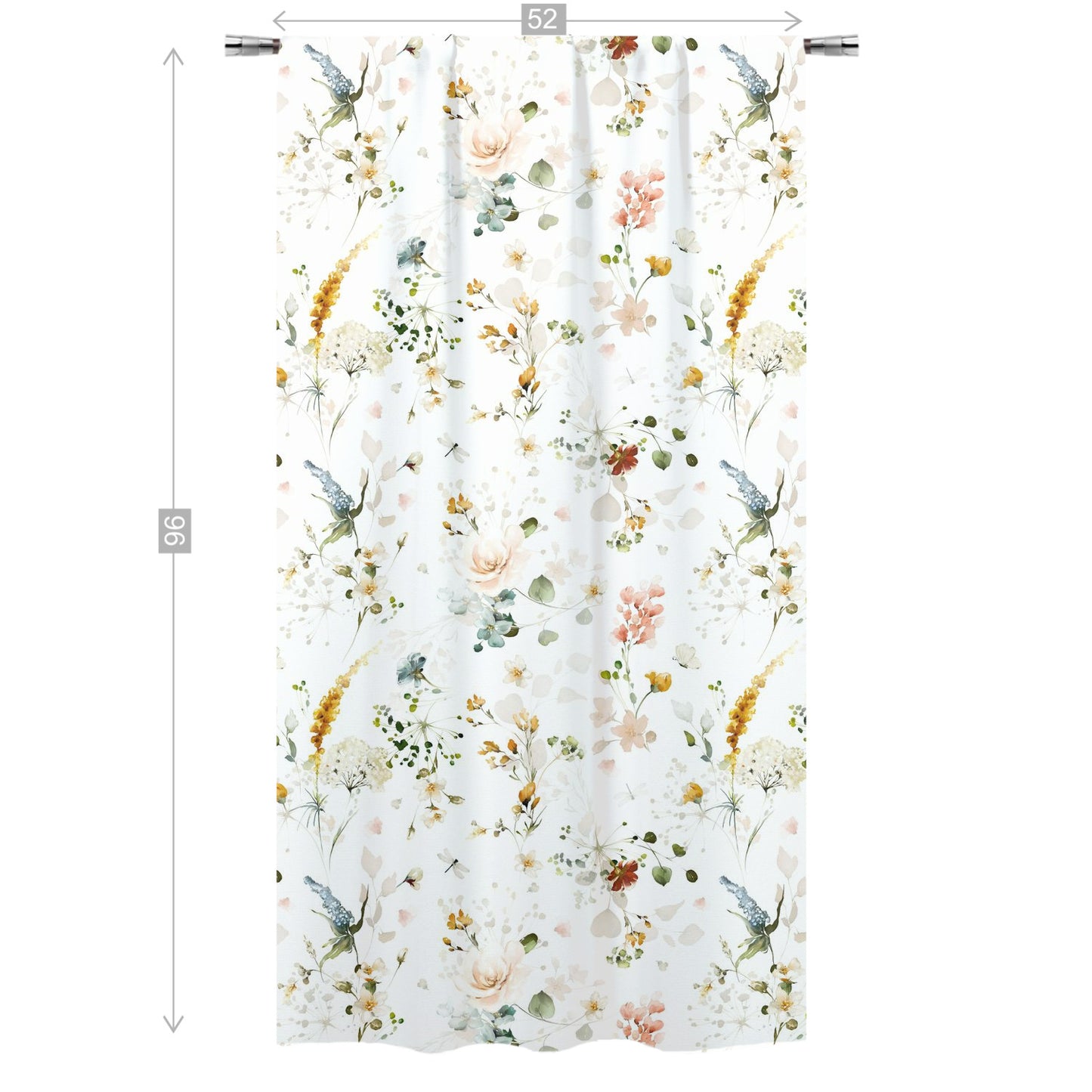 Wild flowers Curtain, Single Panel, Floral Nursery Decor - Vintage Garden
