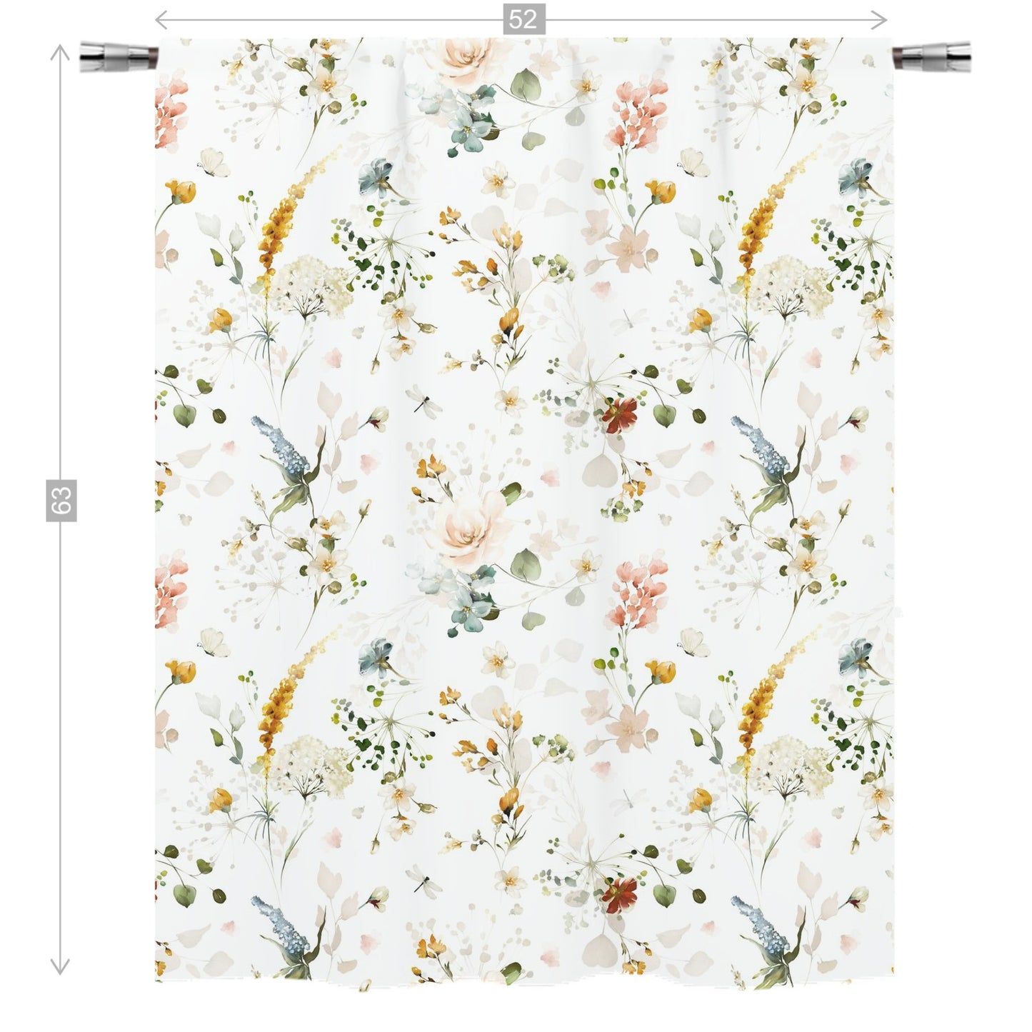 Wild flowers Curtain, Single Panel, Floral Nursery Decor - Vintage Garden