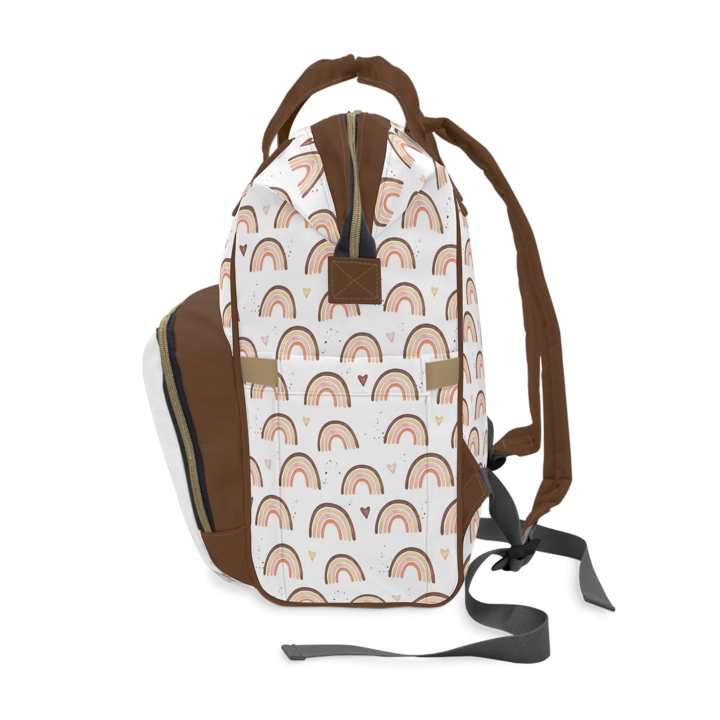 Personalized Earth tones rainbows diaper bag | Rainbow baby backpack