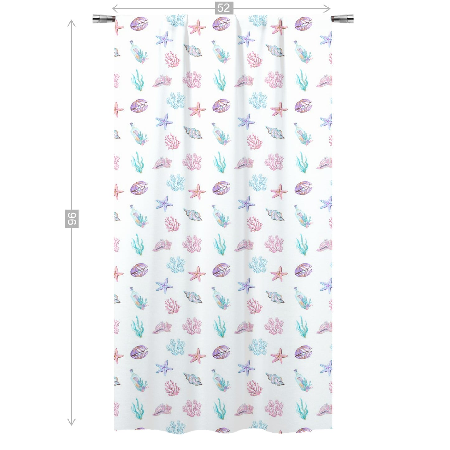 Under the sea Curtain, Single Panel, Shells curtain - Pink Mermaid