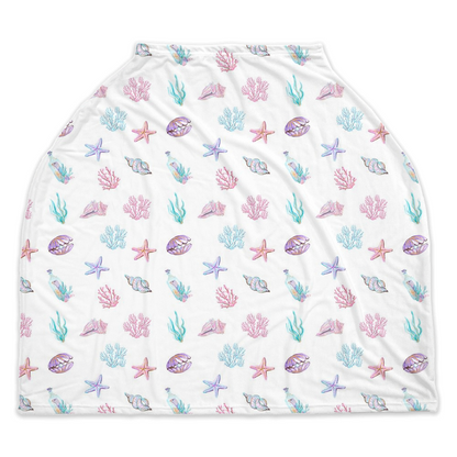 Shells Car Seat Cover, Under the sea nursing cover - Pink Mermaid