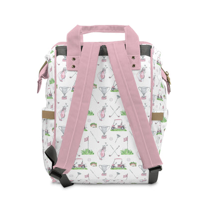 Pink golf diaper back, Girl golf Backpack - Pink Golf