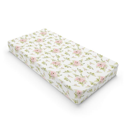 Floral Changing Pad Cover, Pink floral nursery decor - Magical Unicorn