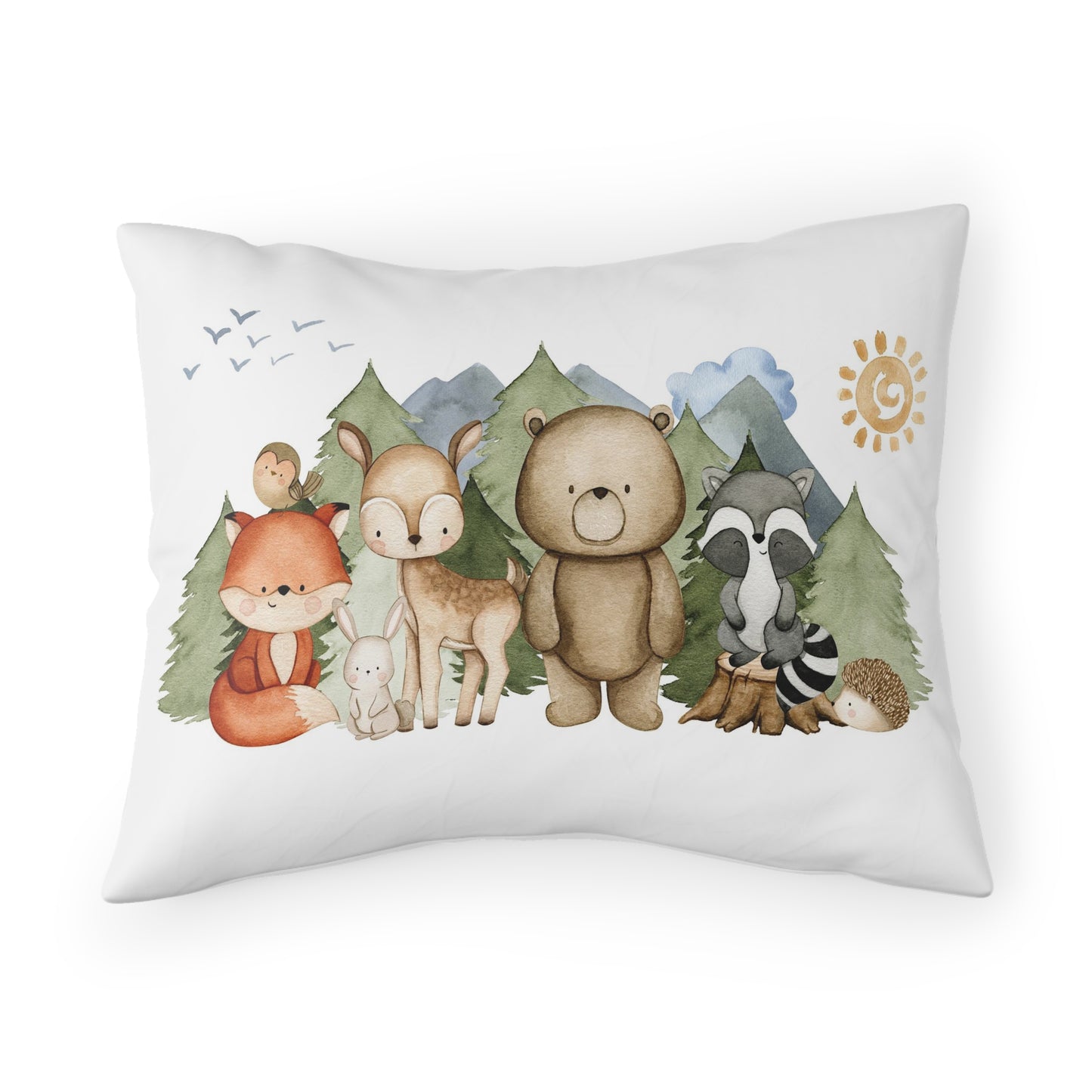 Woodland pillow sham, Forest pillow case - Magical Forest