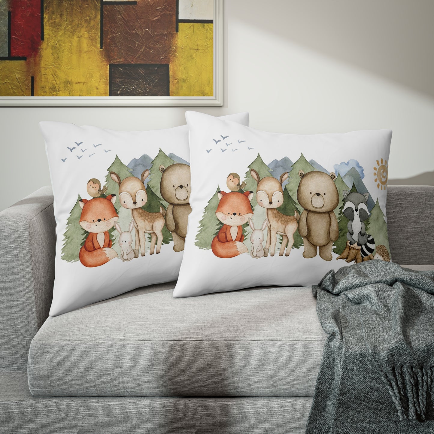 Woodland pillow sham, Forest pillow case - Magical Forest