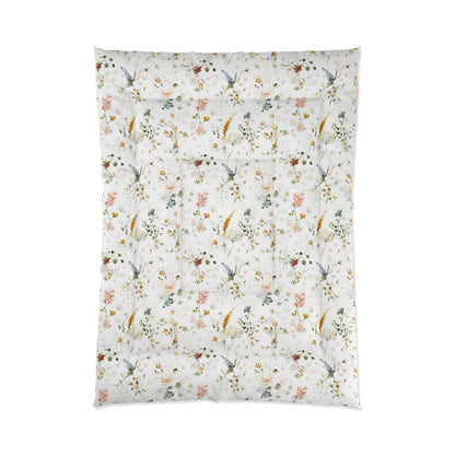 Vintage floral comforter, Wildflower nursery bedding - Vintage garden