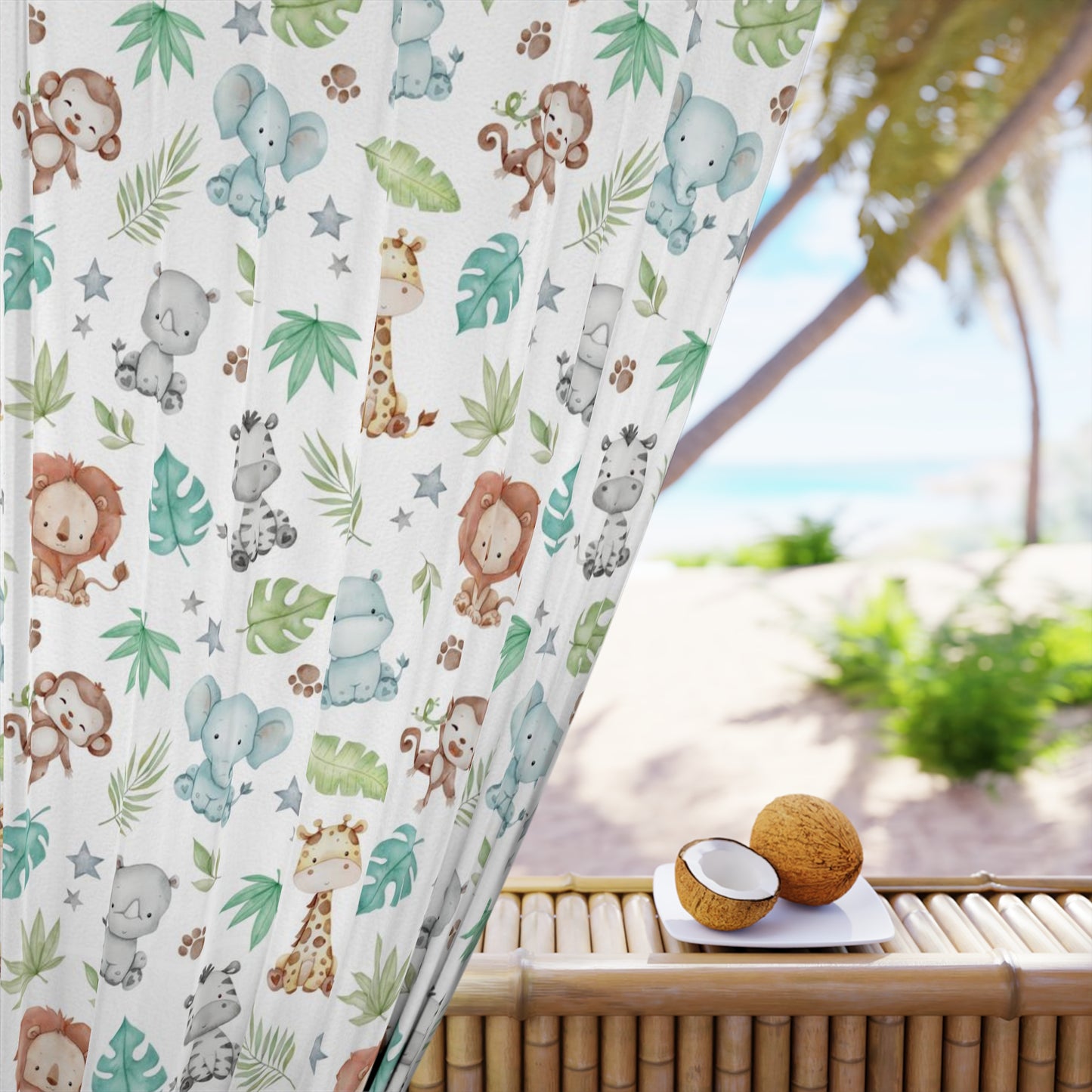 Safari blackout curtain, Single panel, Jungle curtain - Cute safari