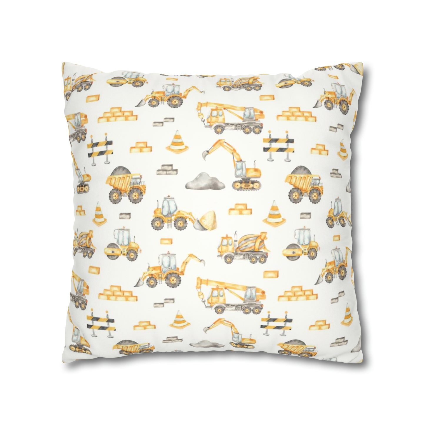 Tractor faux suede pillow cover, Construction nursery decor - Under Construction