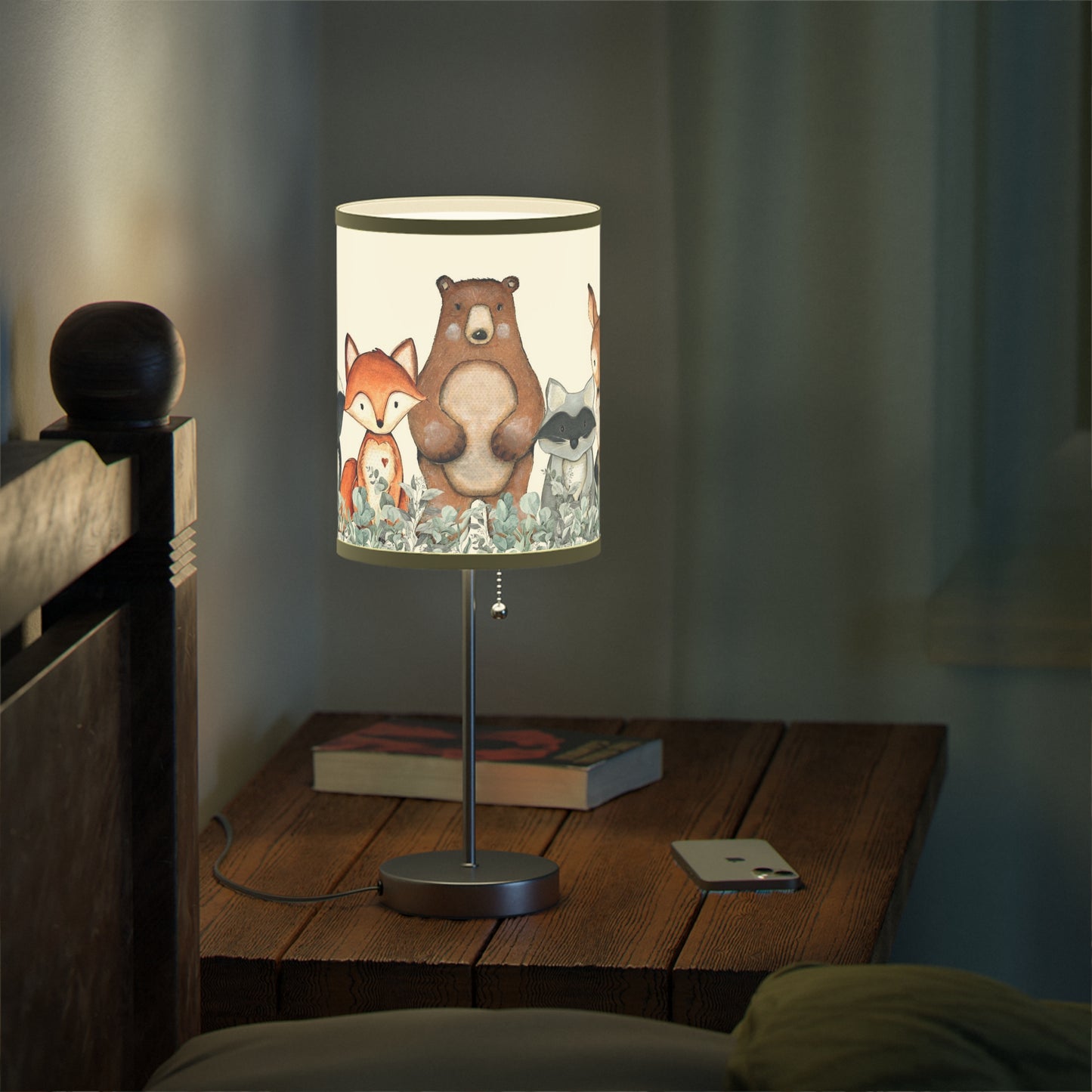 Forest animals lamp, Woodland nursery decor - Greenery Woodland