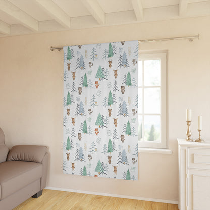 Woodland blackout curtain, Forest nursery decor - Scandi Woodland