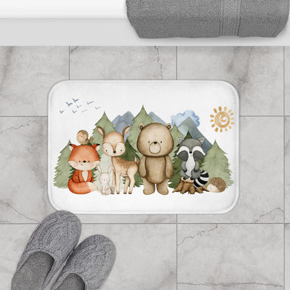 Woodland Bath Mat, Anti-Slip backing, Woodland bathroom decor - Magical Forest