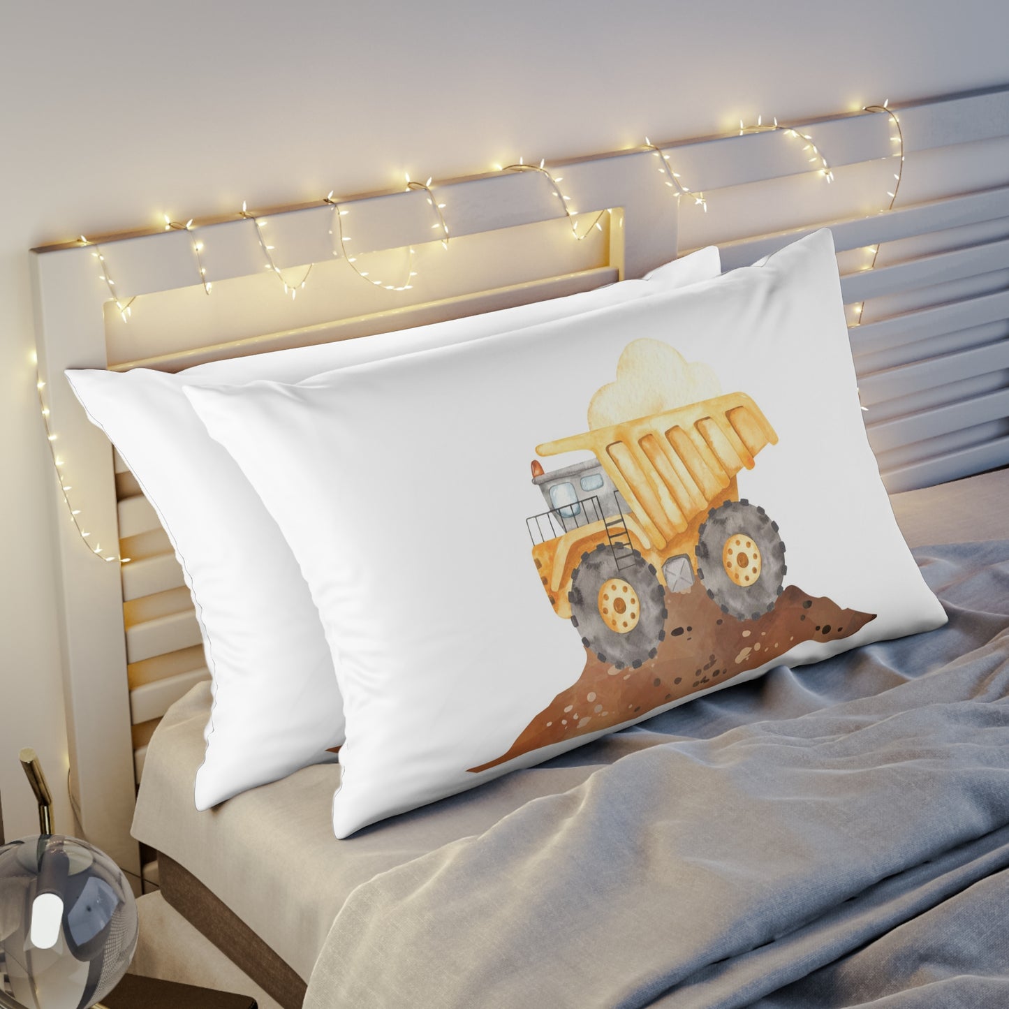 Truck Pillow Sham case, Construction boys room pillow - Under construction