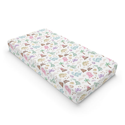 Dinosaur changing pad cover, Girl dinosaur nursery - Pink Jurassic