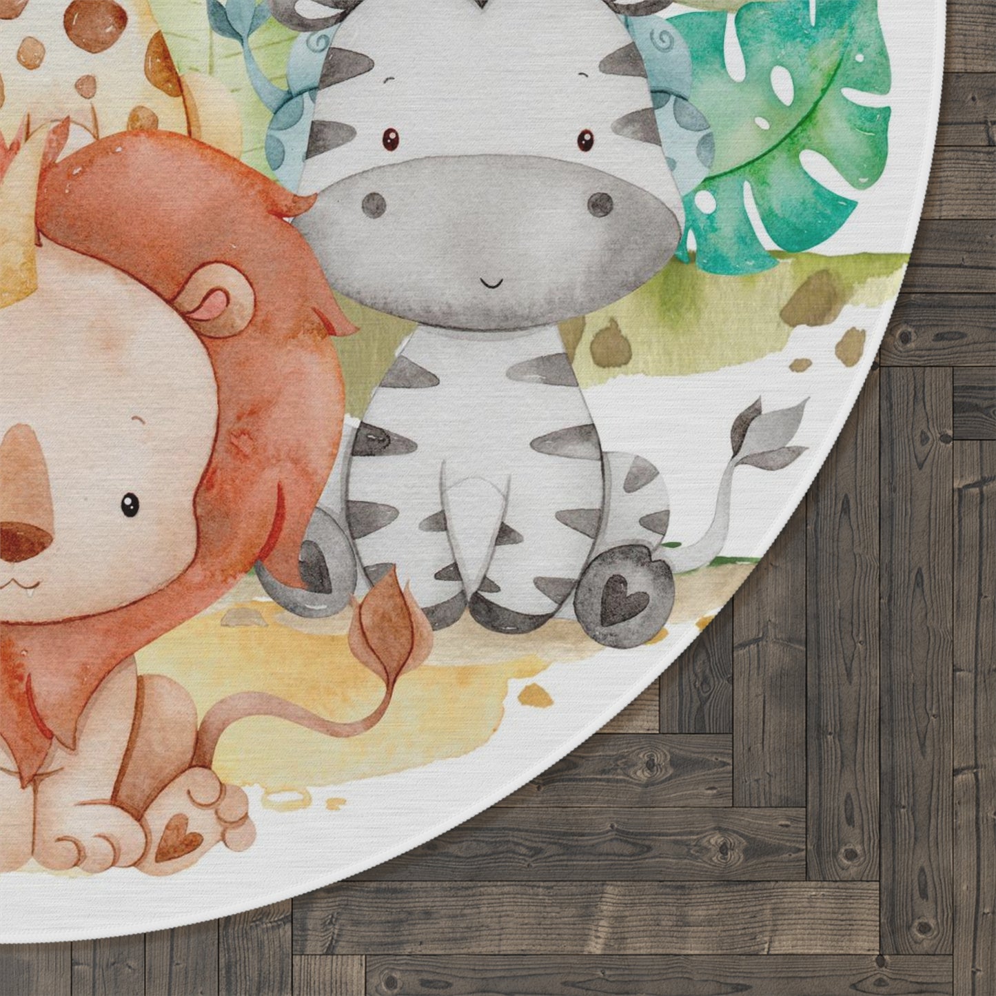 Safari animals Round rug, Safari nursery decor - Cute Safari