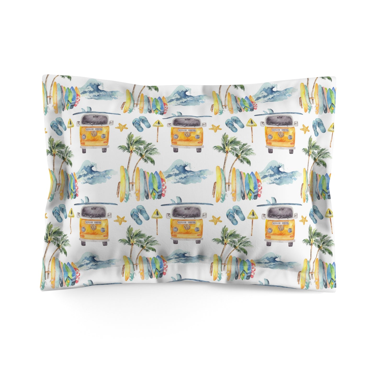 Surf pillow sham, Palm trees beach Pillow cover - Endless sea