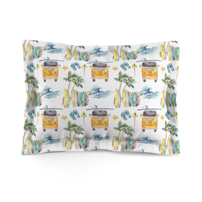 Surf pillow sham, Palm trees beach Pillow cover - Endless sea