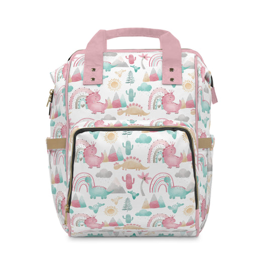 Pink dinosaur diaper backpack, Dinosaur Diaper bag - Pink Dinosaur