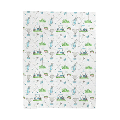 Golf minky blanket, Sports crib bedding - Little Golfer