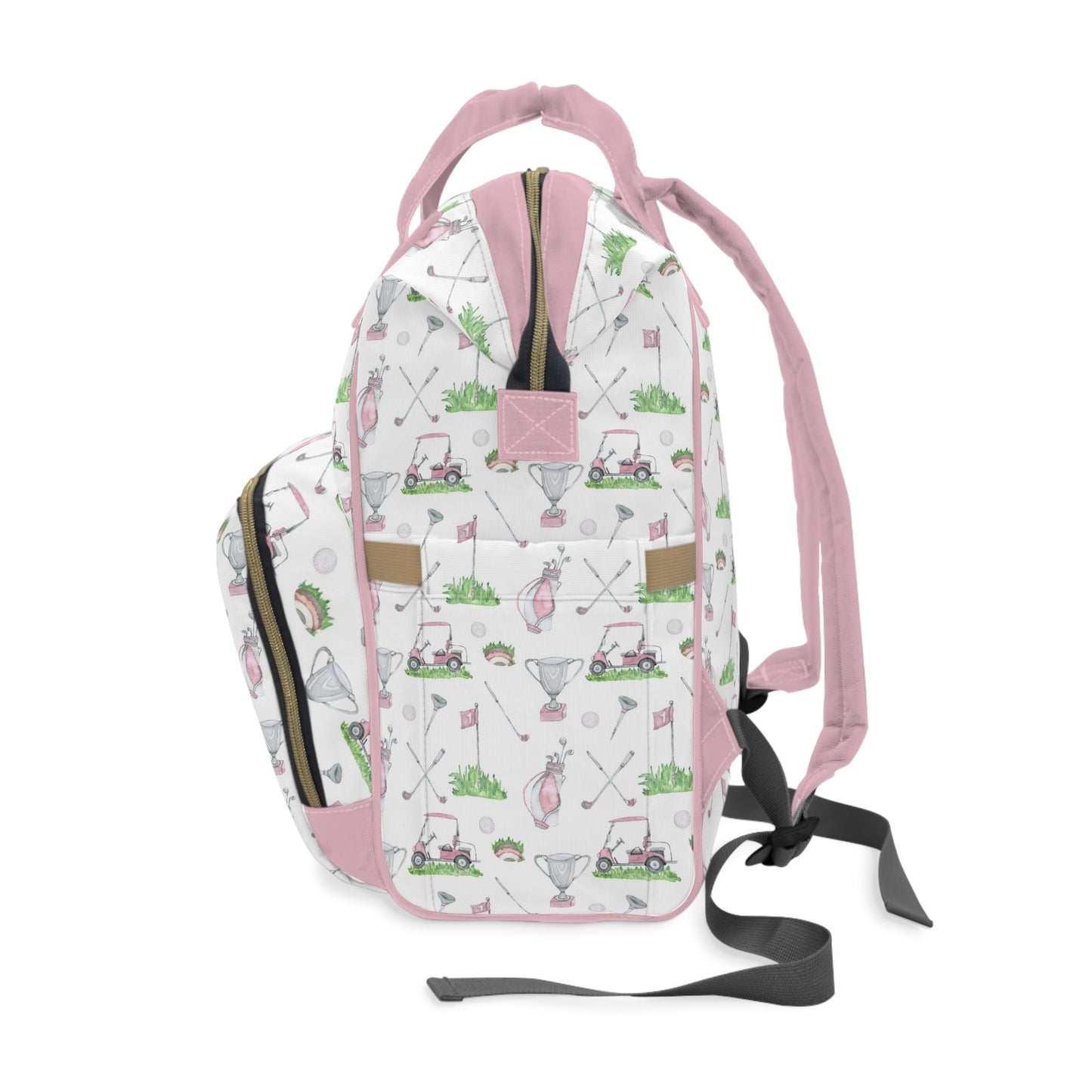 Pink golf diaper back, Girl golf Backpack - Pink Golf