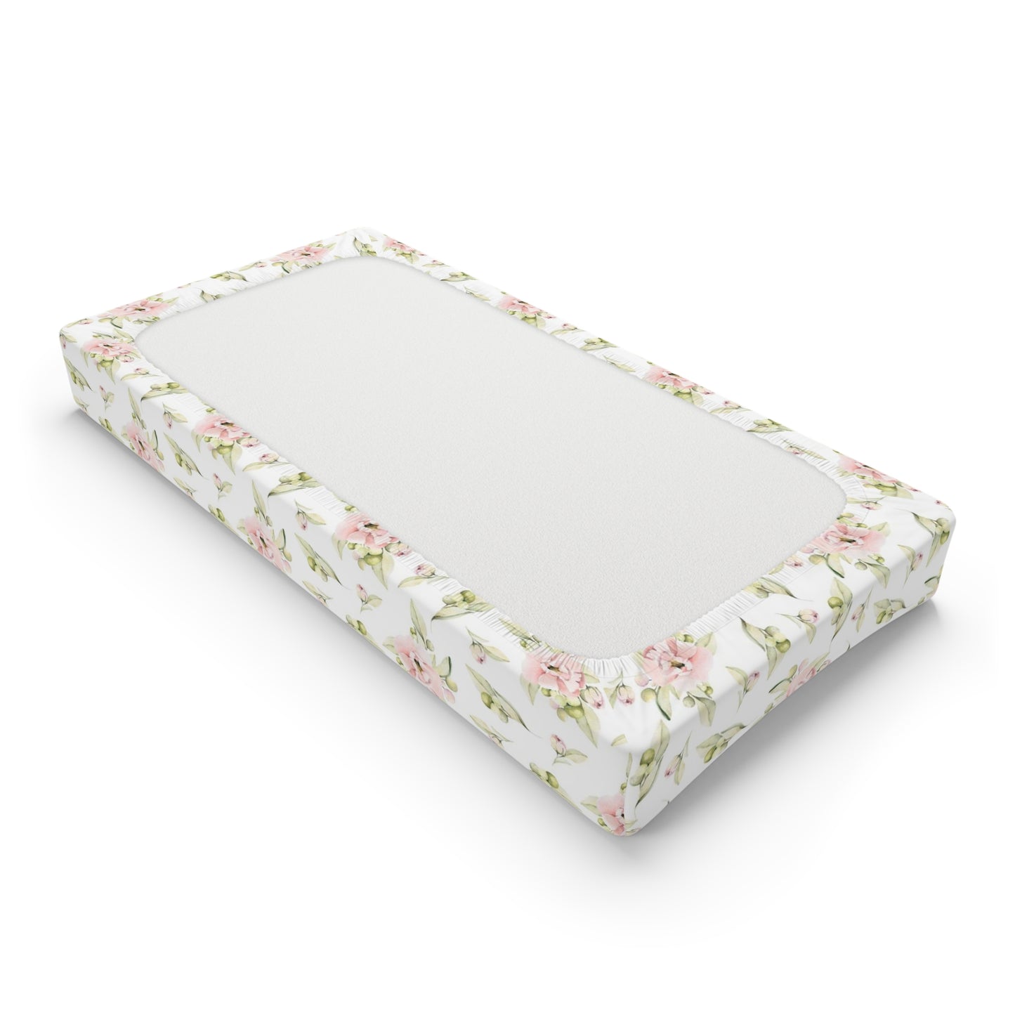 Floral Changing Pad Cover, Pink floral nursery decor - Magical Unicorn