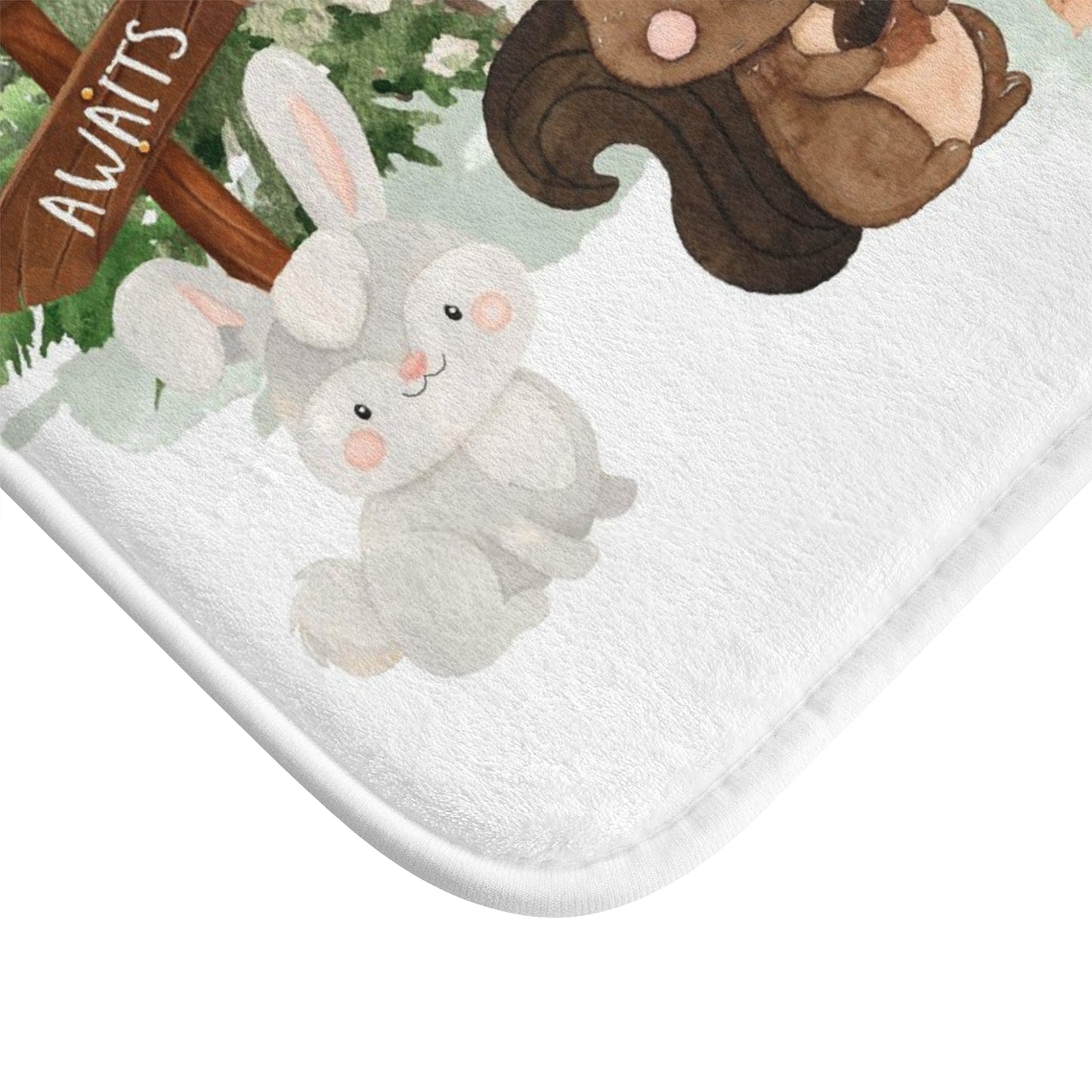 Woodland Bath mat, Anti-Slip backing, Woodland kids bathroom decor - Camping Critters