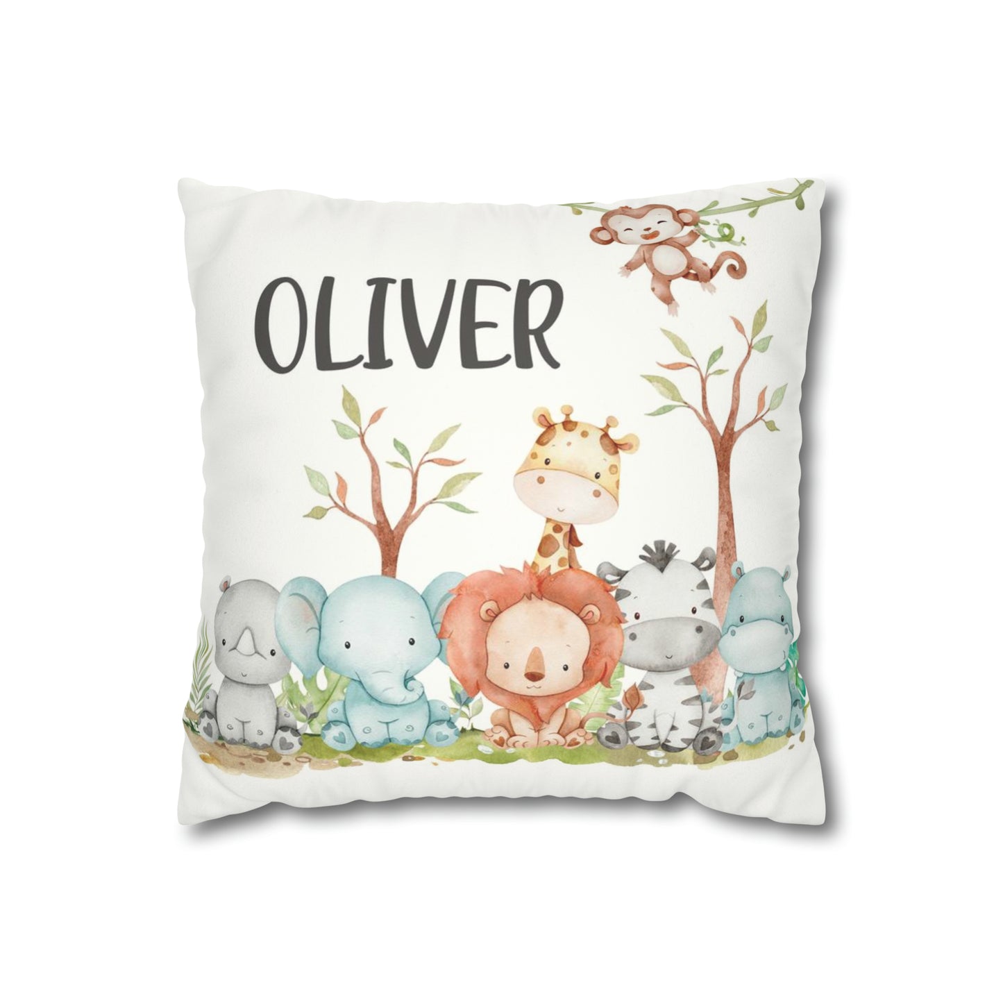 Safari animals Personalized Pillow, Jungle Nursery Decor - Cute Safari