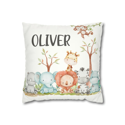 Safari animals Personalized Pillow, Jungle Nursery Decor - Cute Safari