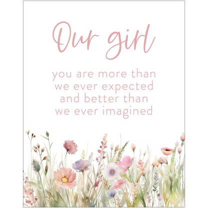 Our girl nursery print, Wildflowers nursery art