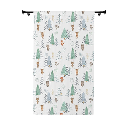 Woodland blackout curtain, Forest nursery decor - Scandi Woodland