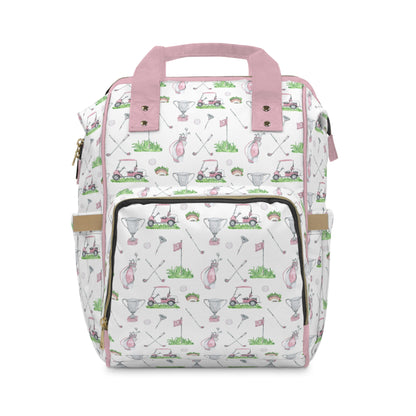 Pink golf diaper back, Girl golf Backpack - Pink Golf