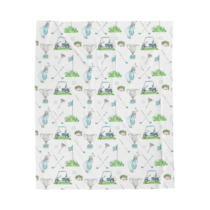 Golf minky blanket, Sports crib bedding - Little Golfer