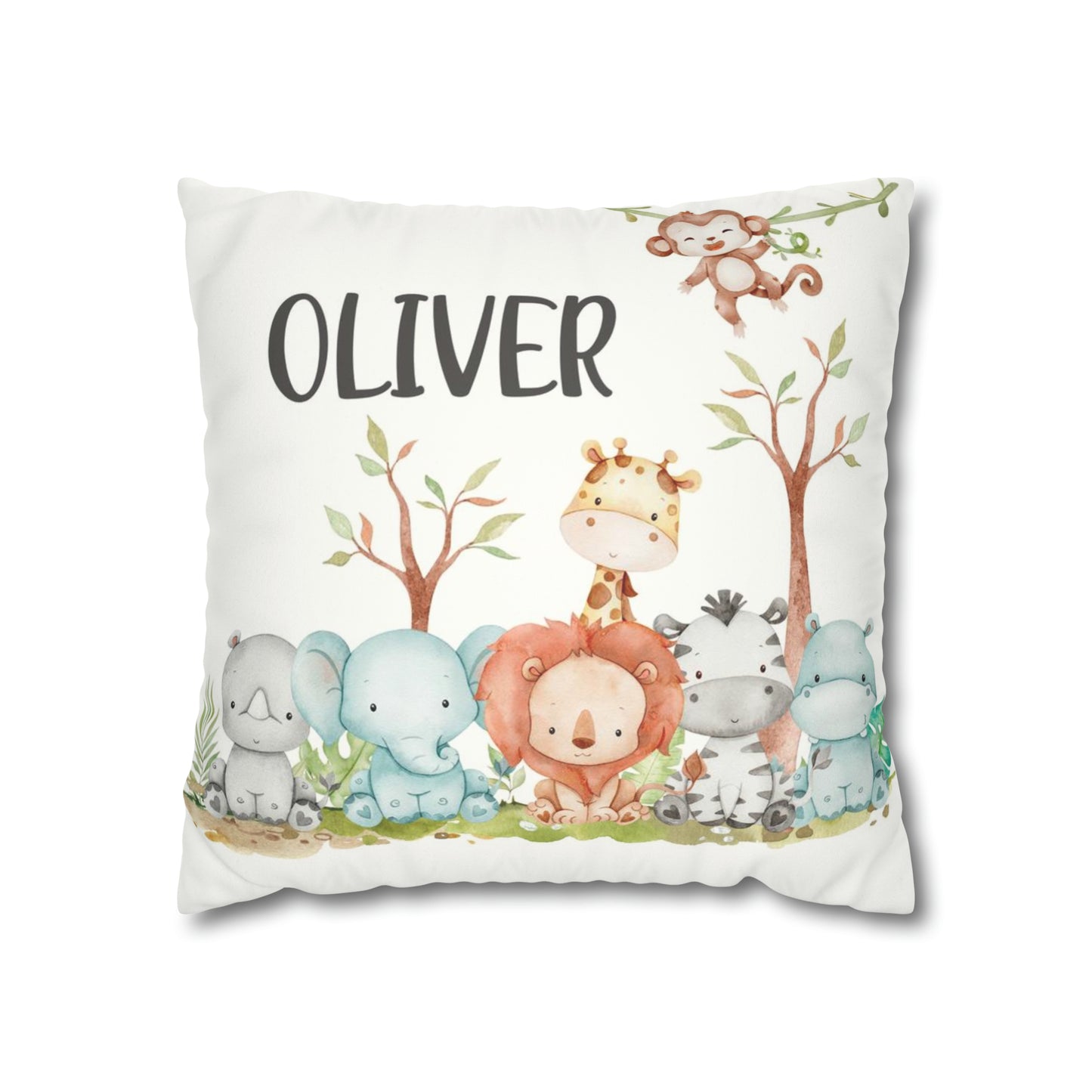 Safari animals Personalized Pillow, Jungle Nursery Decor - Cute Safari