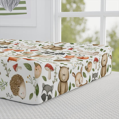 Woodland changing pad cover, Forest animals changing pad - Magical Forest