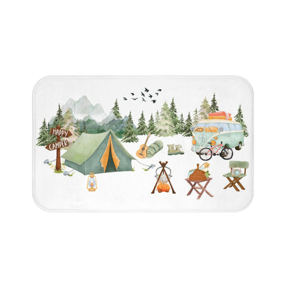 Camping bath mat, Anti-slip backing, Adventure bathroom decor - Outdoor adventures