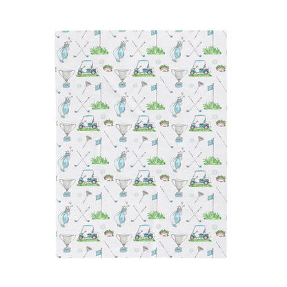 Golf minky blanket, Sports crib bedding - Little Golfer