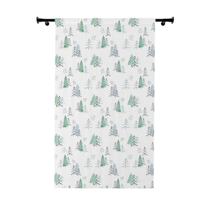 Pine trees blackout curtain, Single panel, Forest nursery decor - Scandi woodland