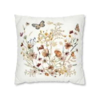 Wildflowers Faux Suede Pillow Case, Wild flower nursery bedding - Butterfly Garden