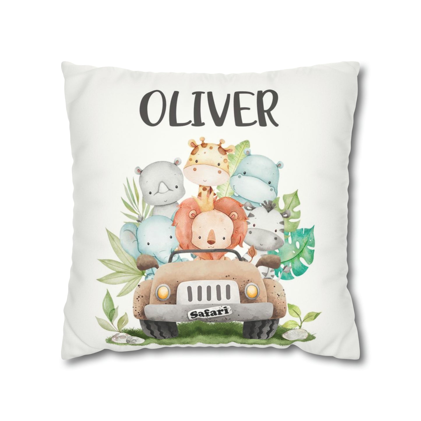 Safari animals Personalized Pillow, Jungle Nursery Decor - Cute Safari