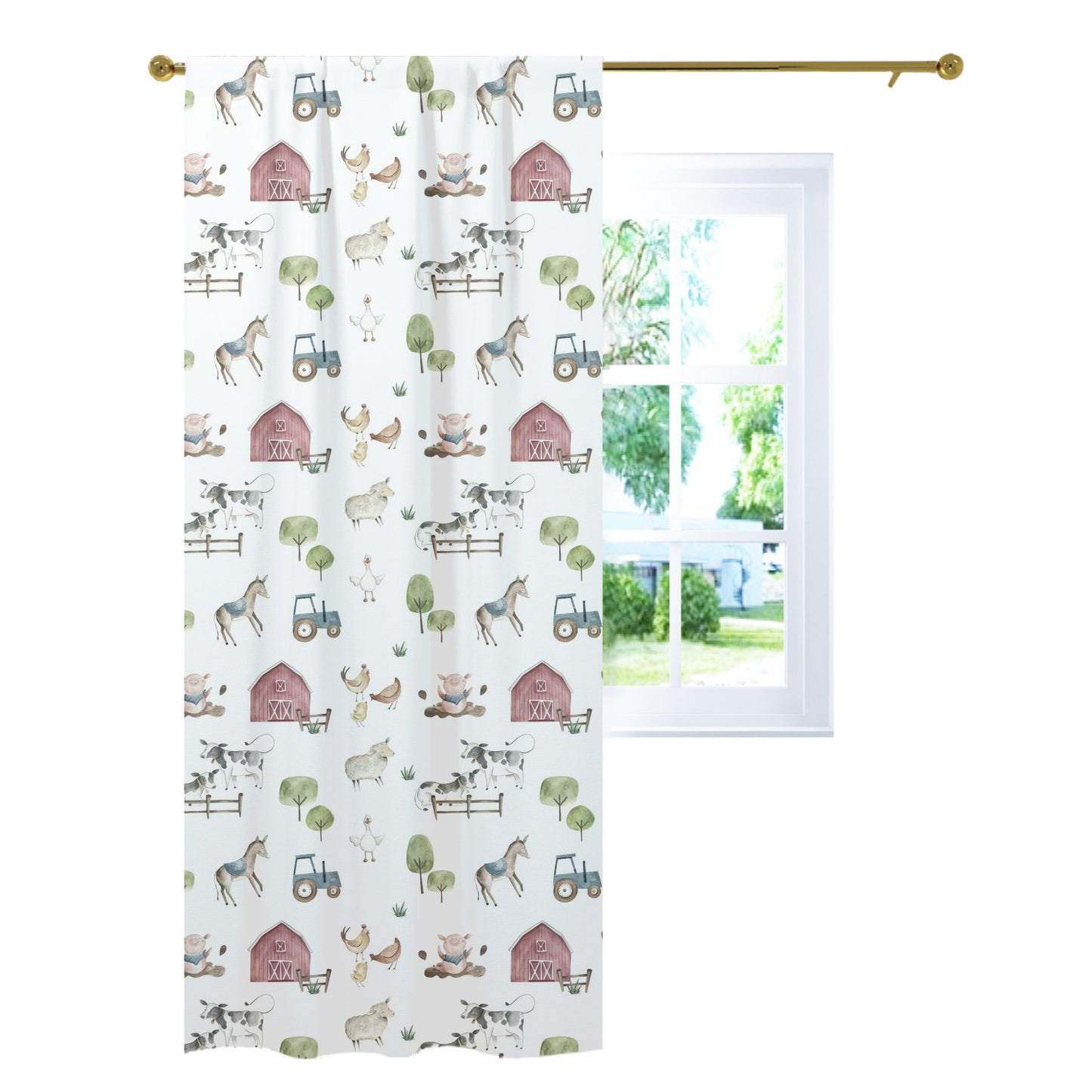 Farm Curtain, Single Panel, Farm nursery decor - Farm Adventure