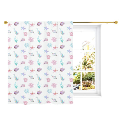 Under the sea Curtain, Single Panel, Shells curtain - Pink Mermaid