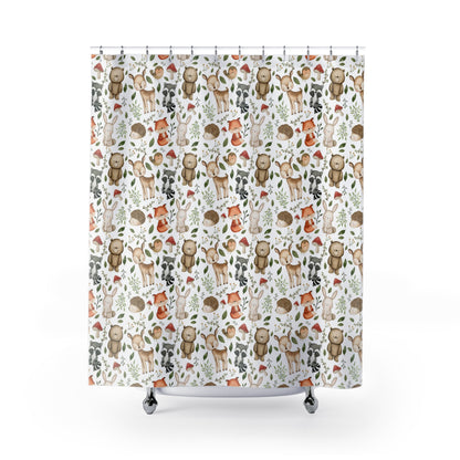 Woodland shower curtain, Woodland bathroom decor - Magical Forest