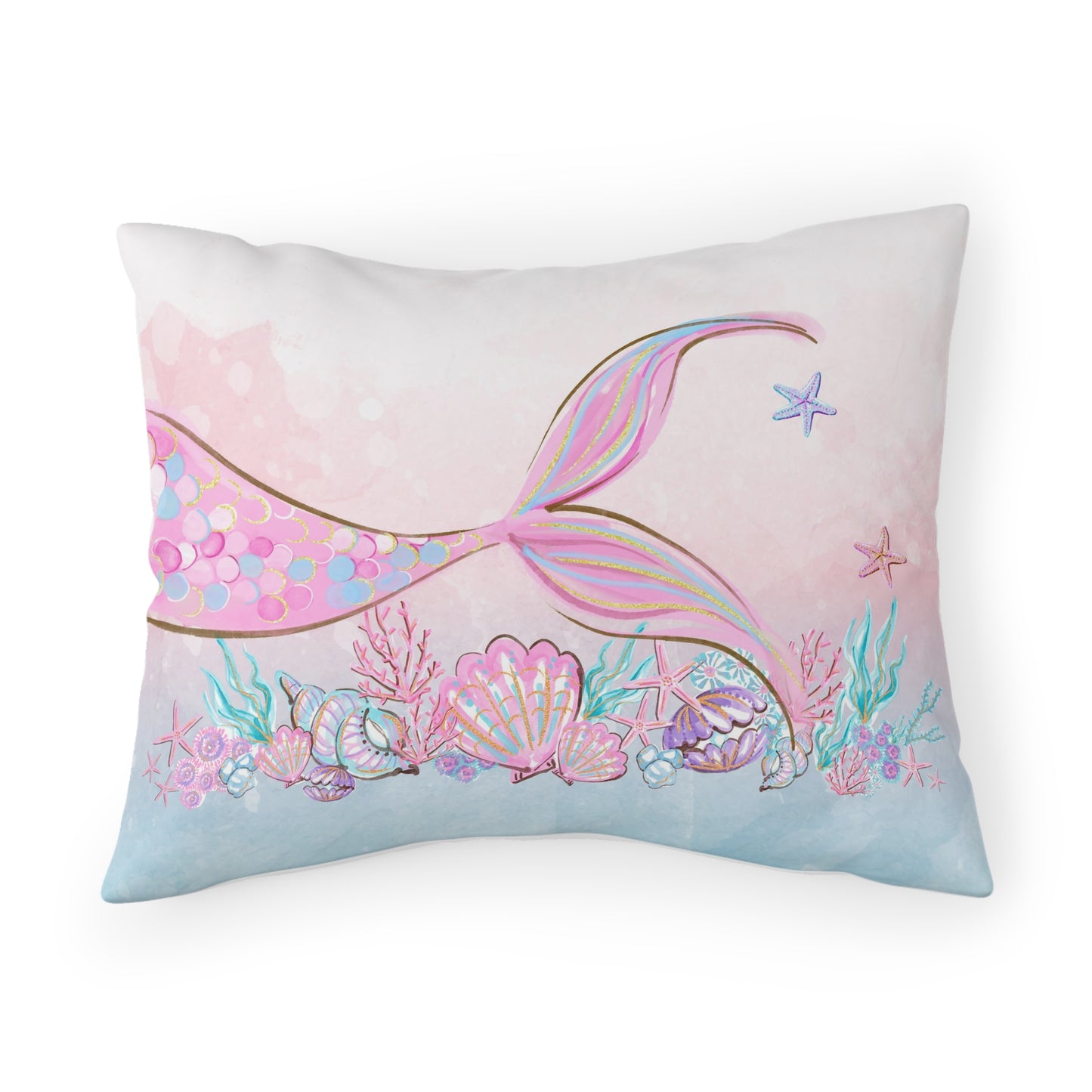 Mermaid pillow sham, Mermaid girl room decor - Pink Mermaid