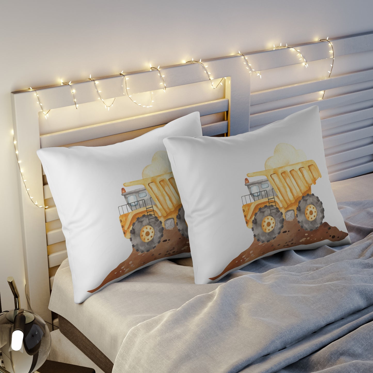 Truck Pillow Sham case, Construction boys room pillow - Under construction