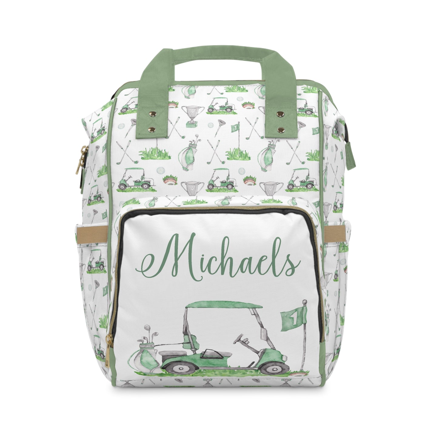 Personalized Green Golf diaper bag | Sports baby backpack - Green Golf