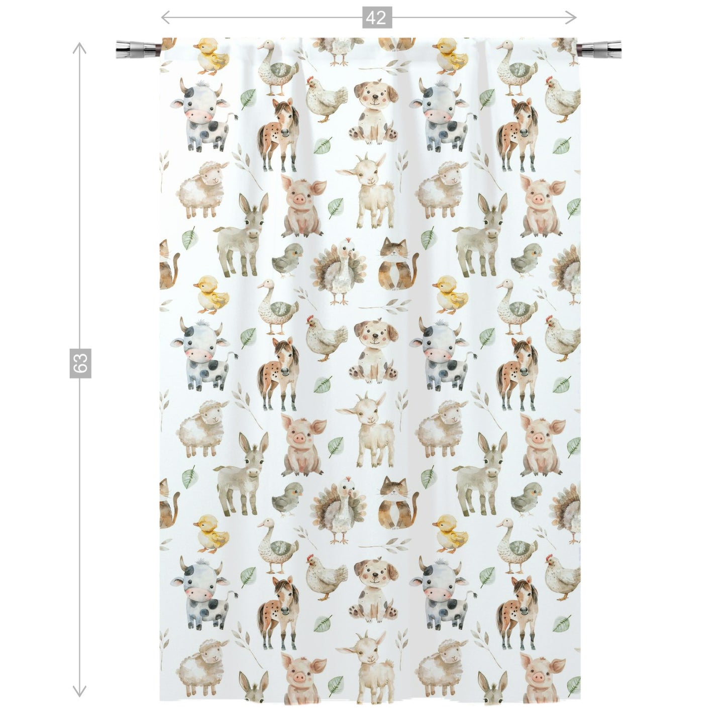 Farm animals Curtain, Single Panel, Farm nursery decor - Happy Ranch