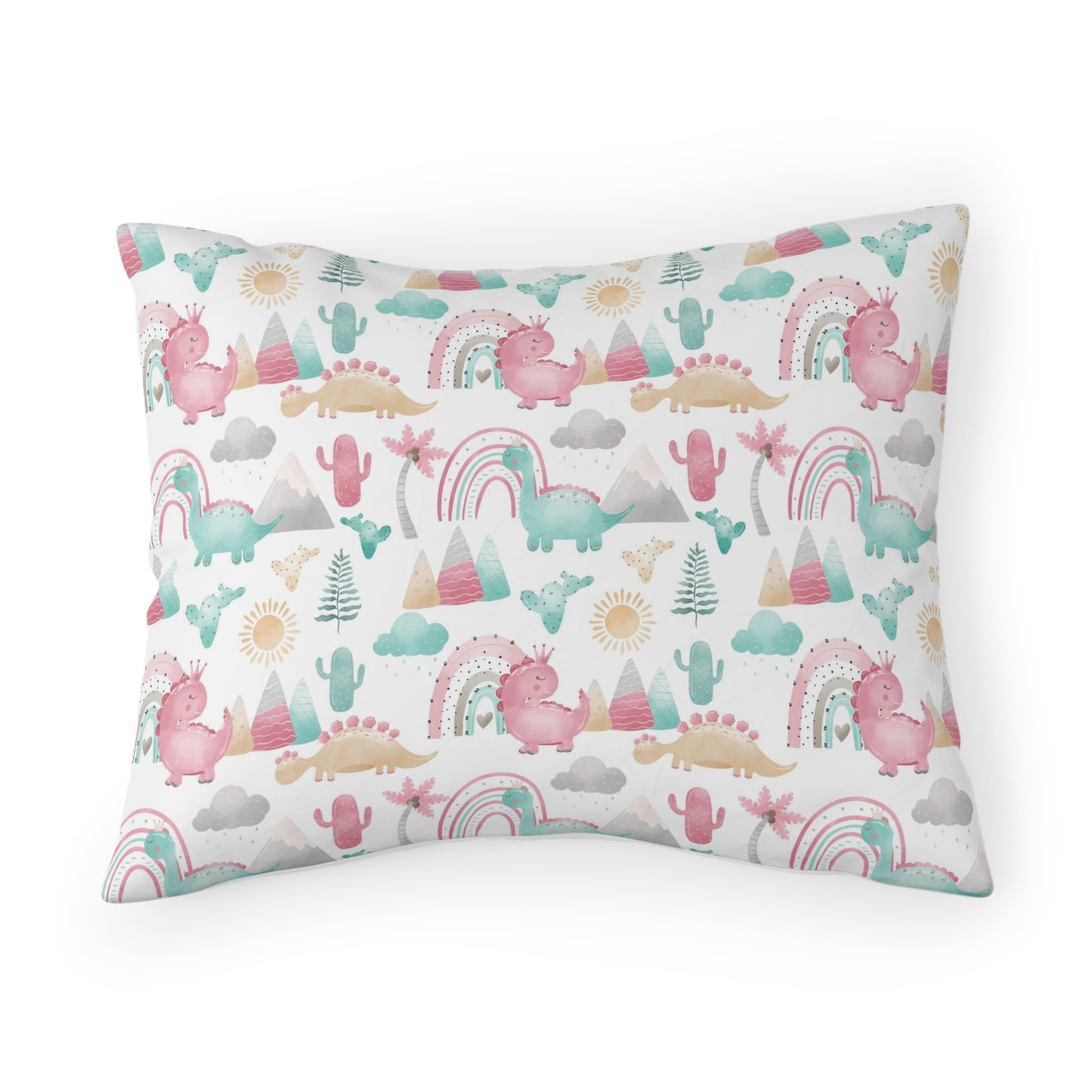 Dinosaur pillow sham, Dinosaur nursery decor - Pink Dinosaur